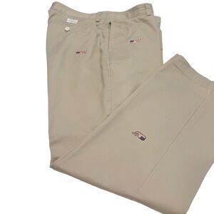 Vineyard Vines Men’s Khaki Pants W/American Flag Whales Pattern Sz 35x30